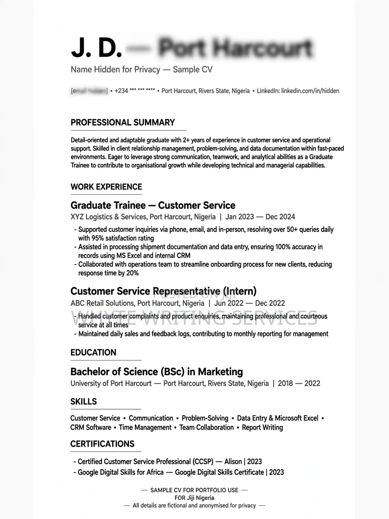 I Will Write or Rewrite Your CV