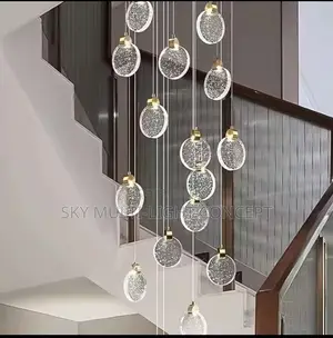 Postmodern LED Stair Chandeliers Luxury Crystal Light