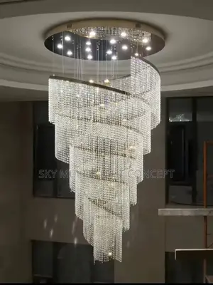 Large Spiral Design Crystal Chandelier for Staircase