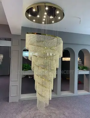 Large Spiral Design Crystal Chandelier for Staircase