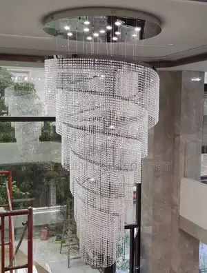 Large Spiral Design Crystal Chandelier for Staircase