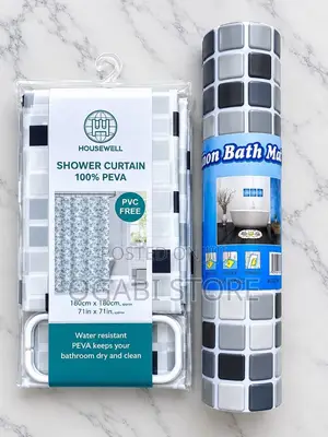 Shower Curtain and Anti Slip Bathroom Mat to Match