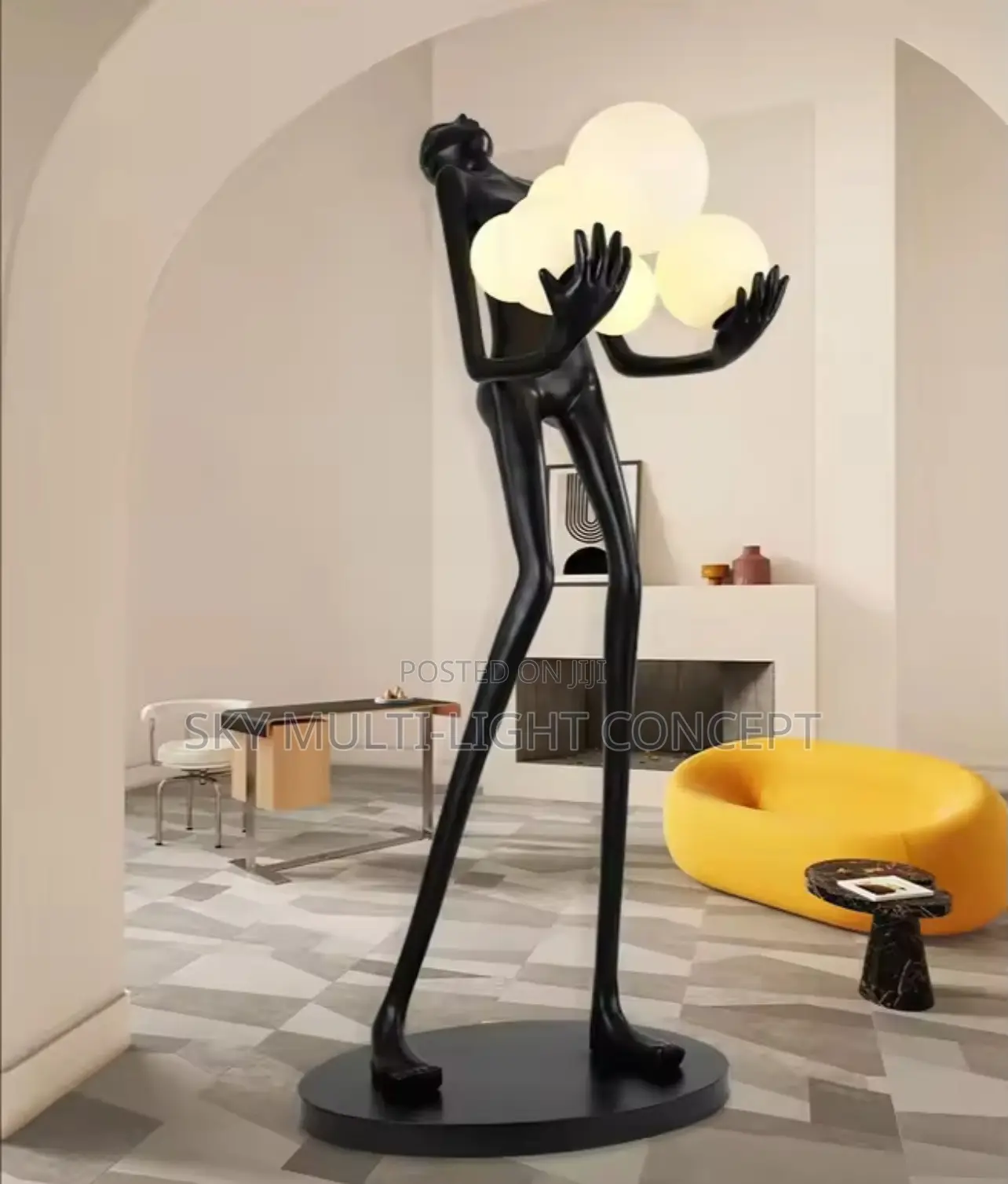 Humanoid Art Sculpture Holding Ball LED Floor Lamp