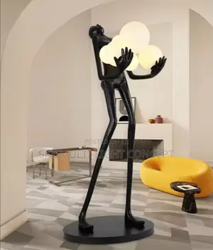 Humanoid Art Sculpture Holding Ball LED Floor Lamp