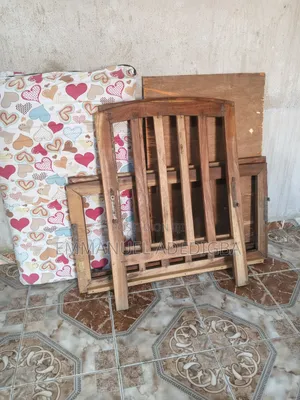 Brown Wooden Baby Cot Bed With Mattress – Good Condition