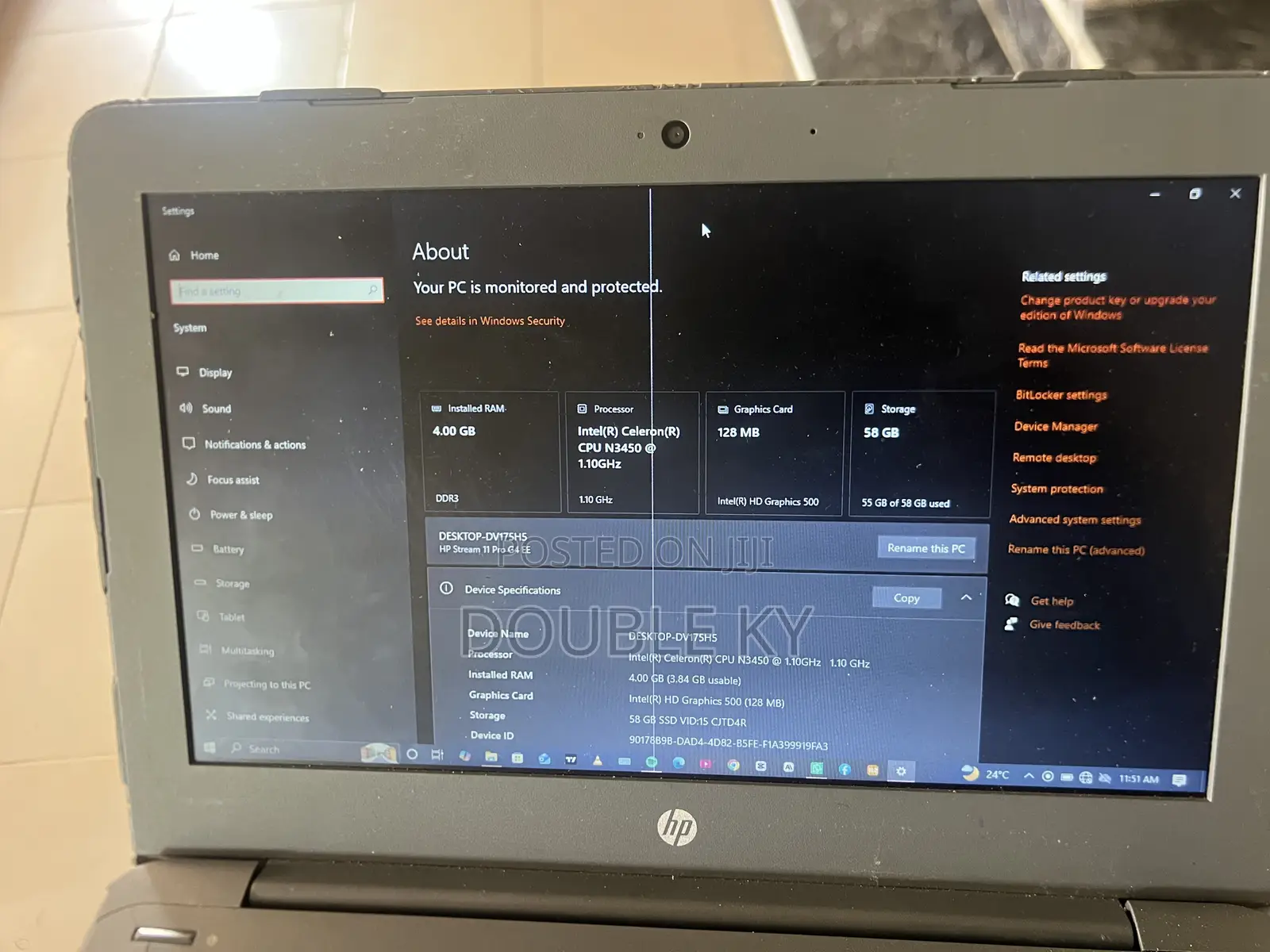 Laptop HP Stream 11 Pro G4 EE 4GB Intel Celeron SSD 60GB