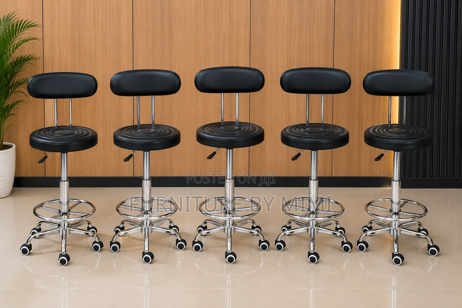 Imported Ergonomic Adjustable Swivel Rolling Stool With Backrest