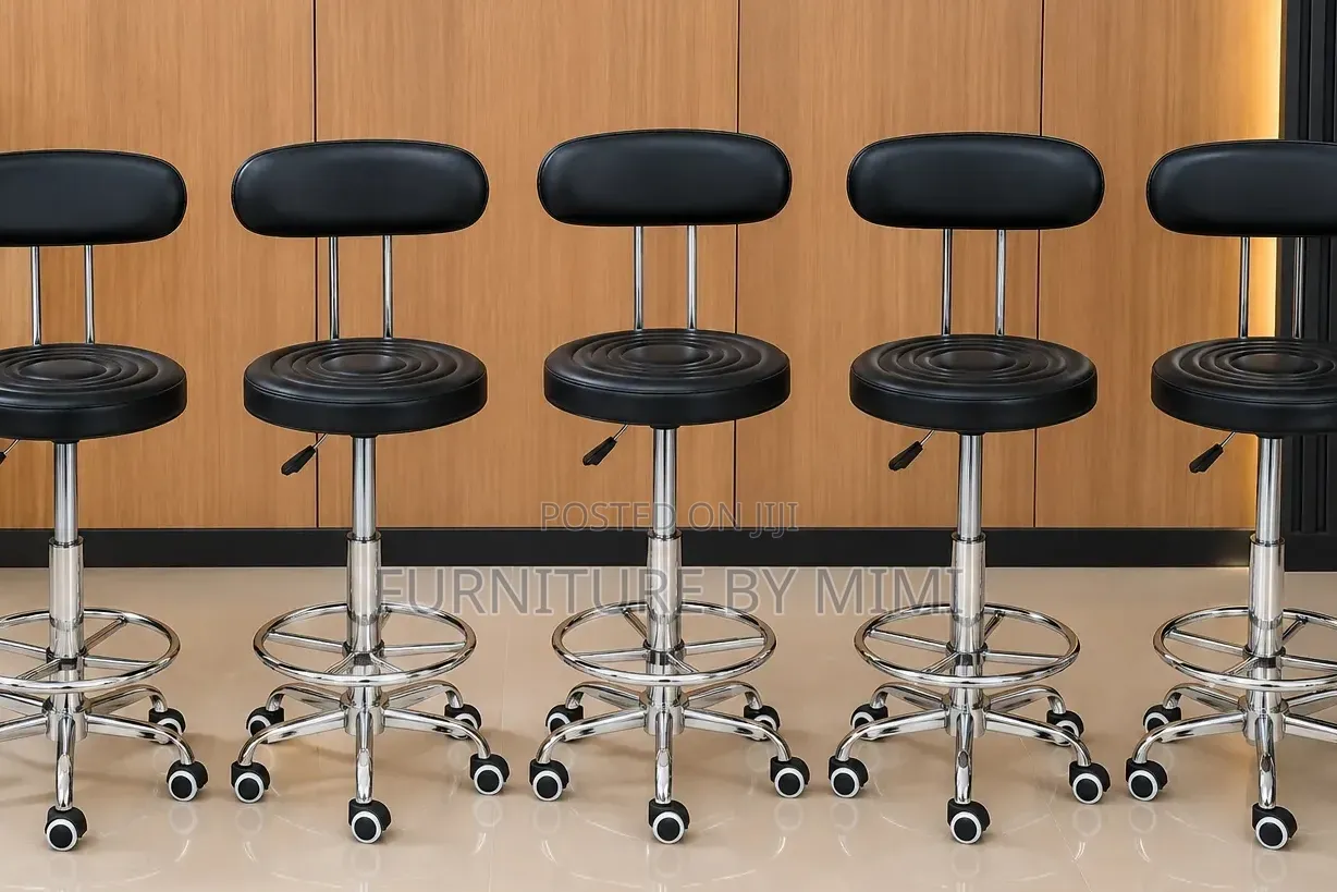 Imported Ergonomic Adjustable Swivel Rolling Stool With Backrest