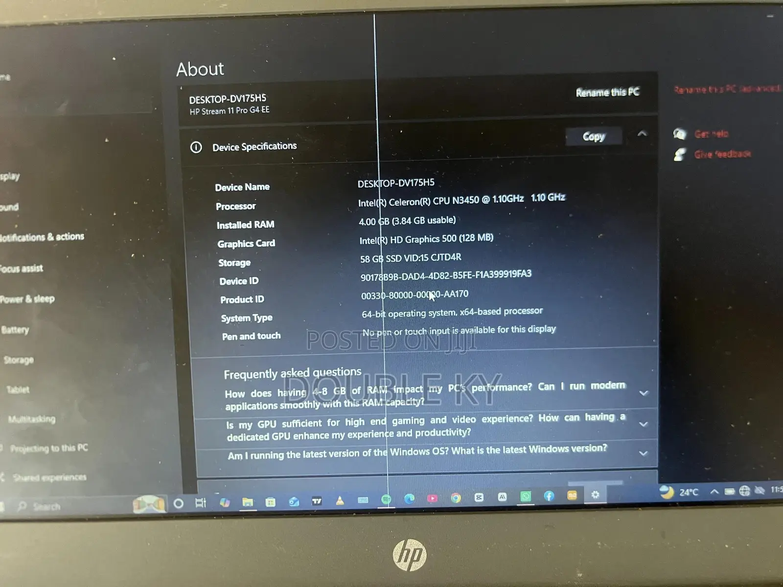 Laptop HP Stream 11 Pro G4 EE 4GB Intel Celeron SSD 60GB