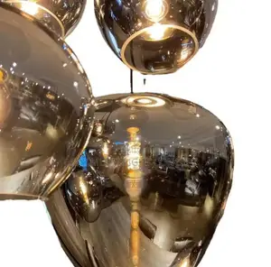 Black Minimalist Gray Glass Chandelier