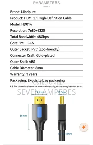 HDMI Cable Male to Male for All Electronics