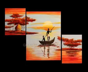 African Sunset Three-Piece Canvas Artw