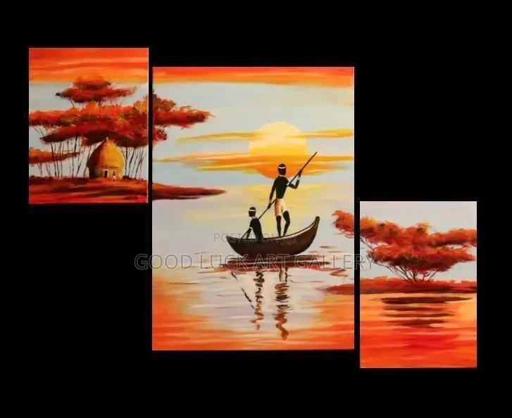 African Sunset Three-Piece Canvas Artw