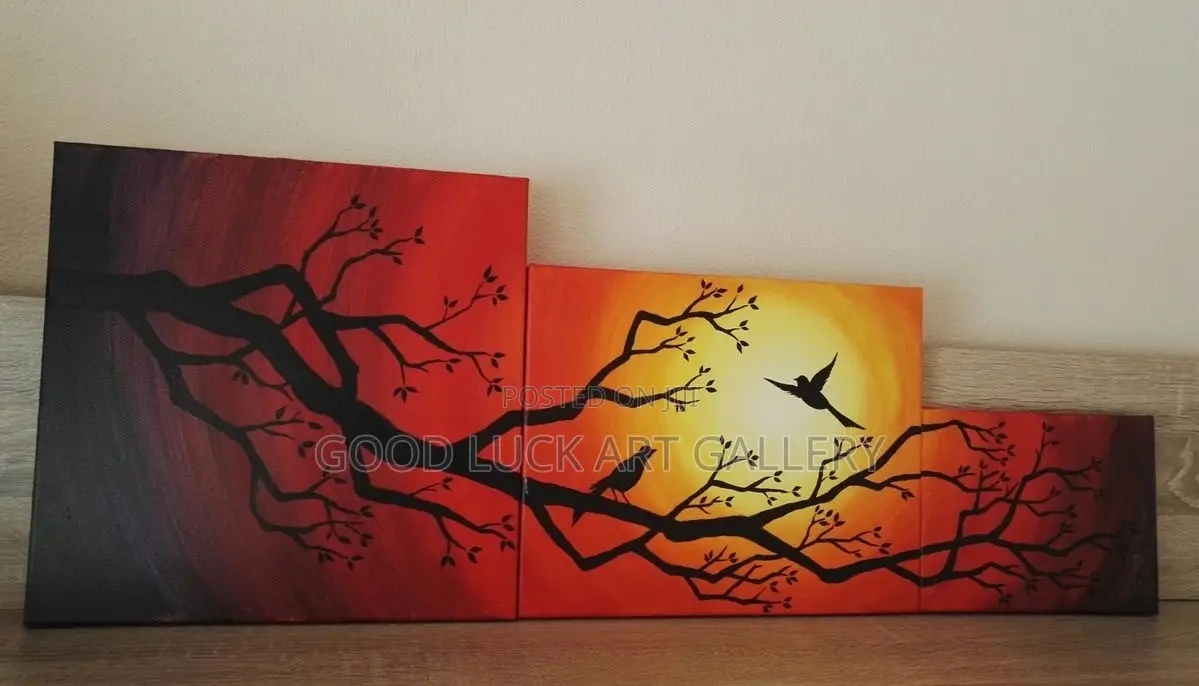 African Sunset Three-Piece Canvas Artw