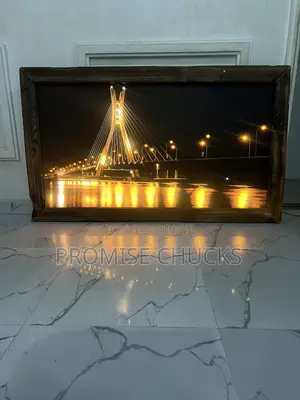 Large Illuminated Natural Wooden Wall Frame