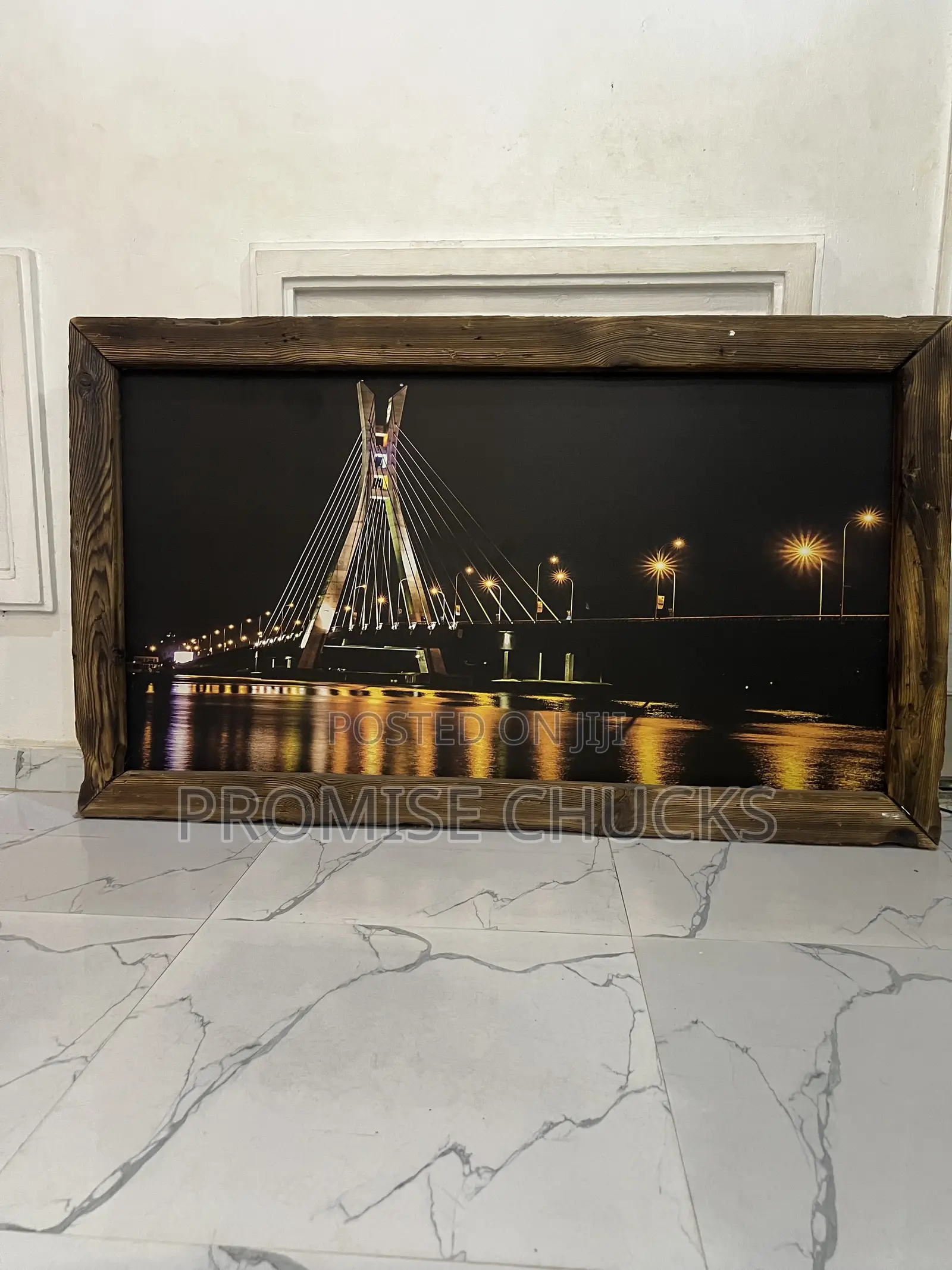 Large Illuminated Natural Wooden Wall Frame