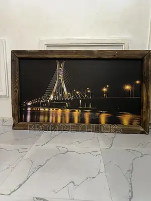 Large Illuminated Natural Wooden Wall Frame