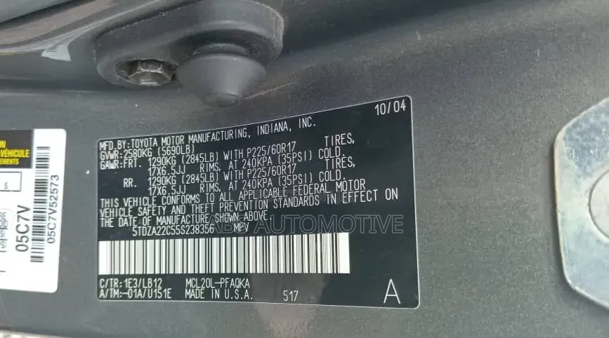 Toyota Sienna XLE Limited 2005 Gray
