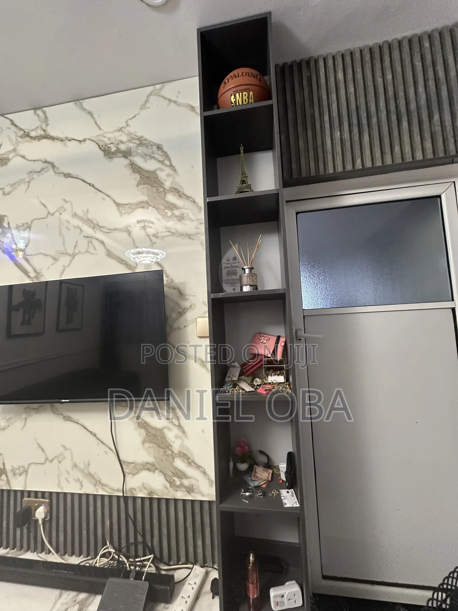 TV Console With Floating and Side Shelf