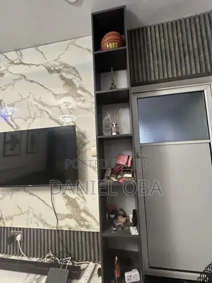 TV Console With Floating and Side Shelf