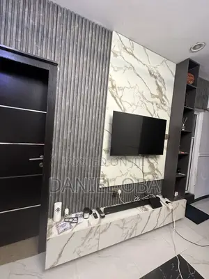 TV Console With Floating and Side Shelf