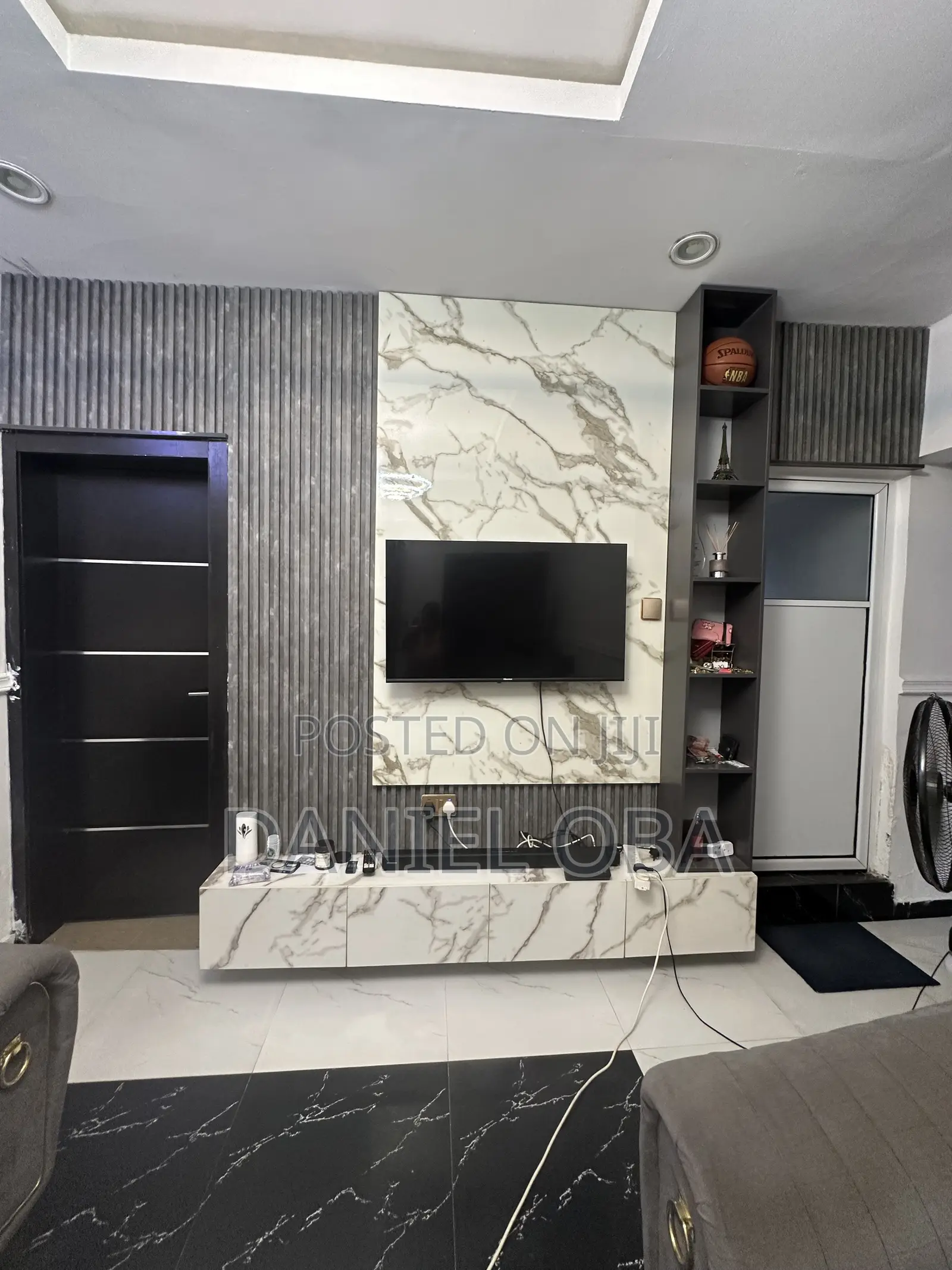 TV Console With Floating and Side Shelf