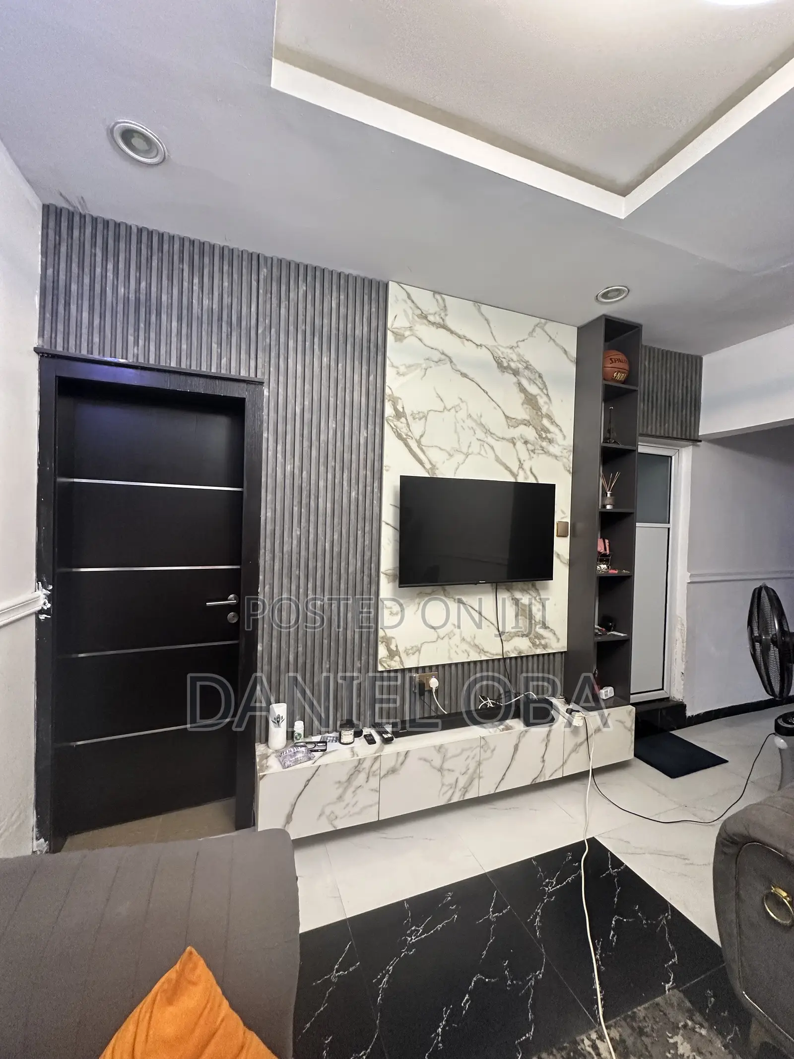 TV Console With Floating and Side Shelf