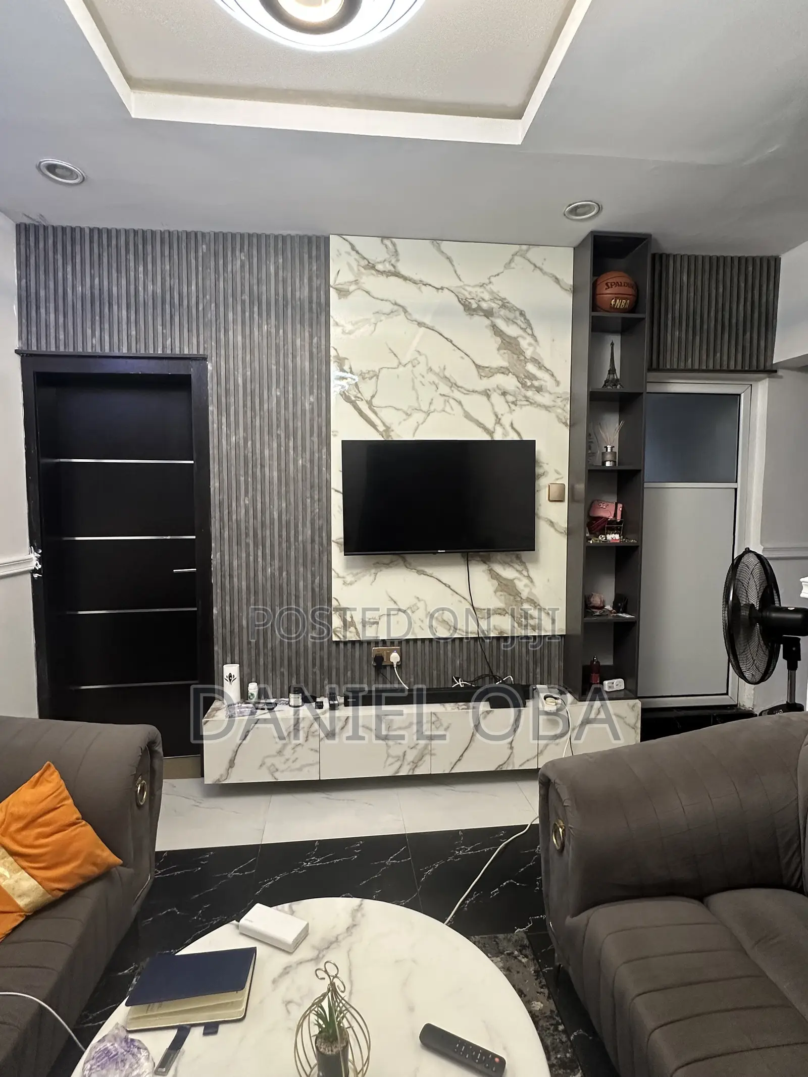 TV Console With Floating and Side Shelf