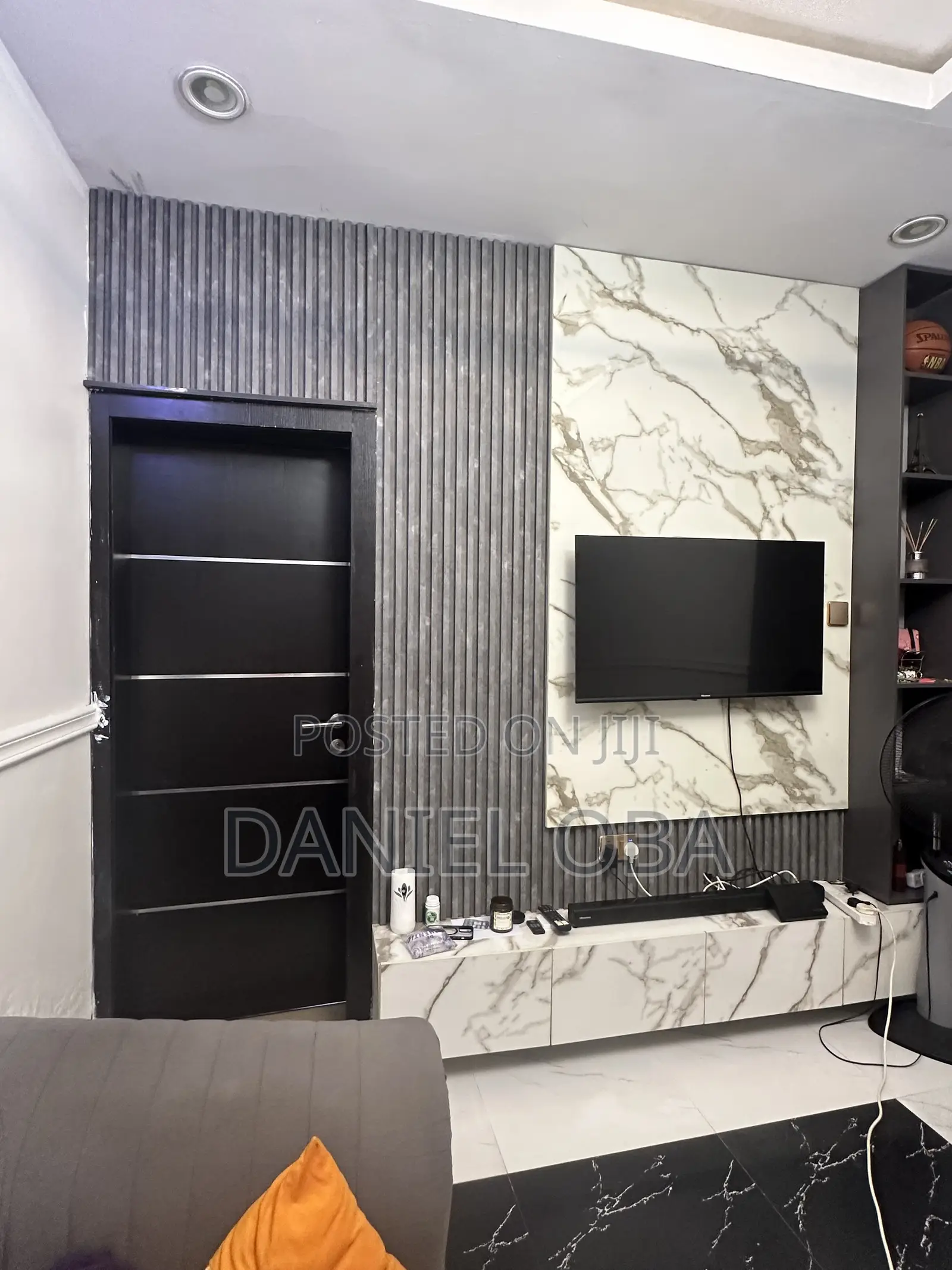 TV Console With Floating and Side Shelf