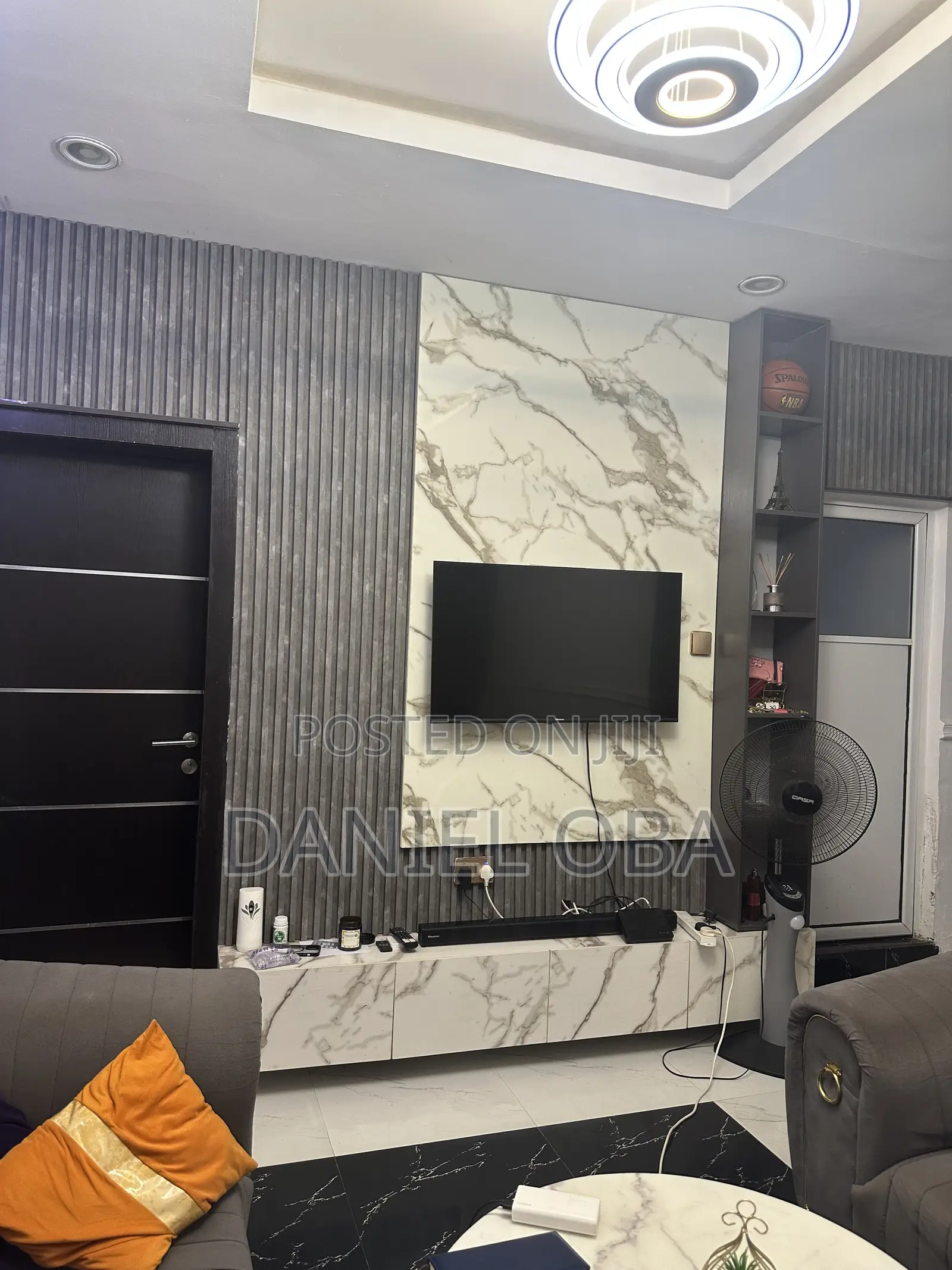TV Console With Floating and Side Shelf