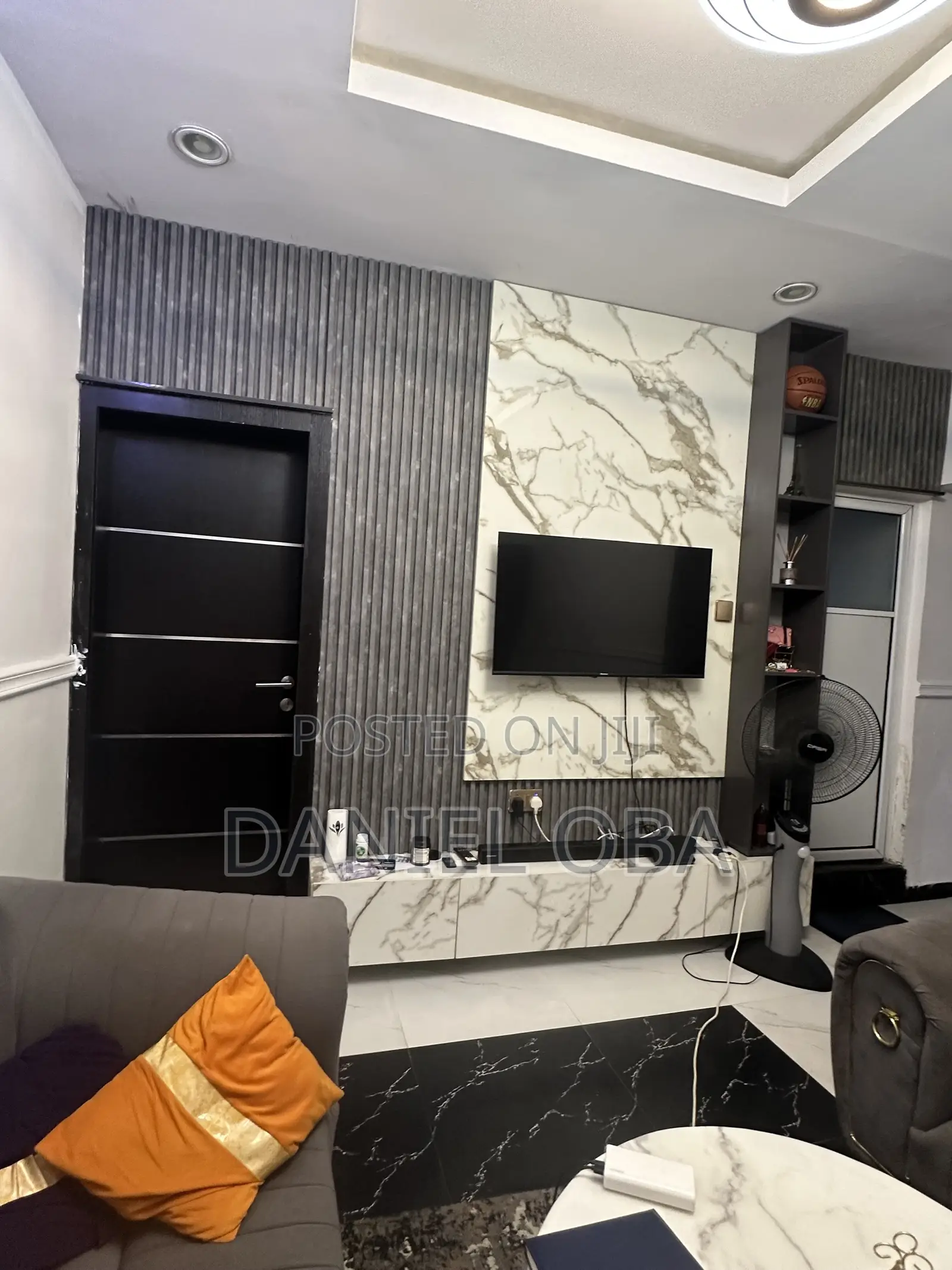 TV Console With Floating and Side Shelf