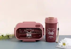 Pink Bento-Style Lunch Box and Cutlery Set