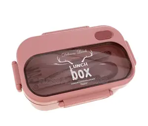 Pink Bento-Style Lunch Box and Cutlery Set