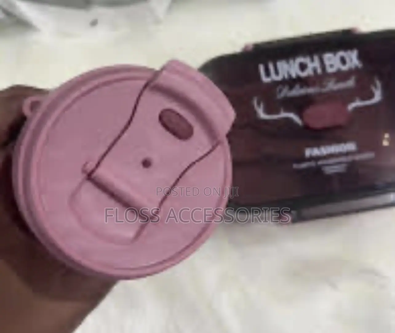 Pink Bento-Style Lunch Box and Cutlery Set