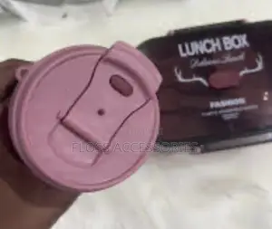 Pink Bento-Style Lunch Box and Cutlery Set