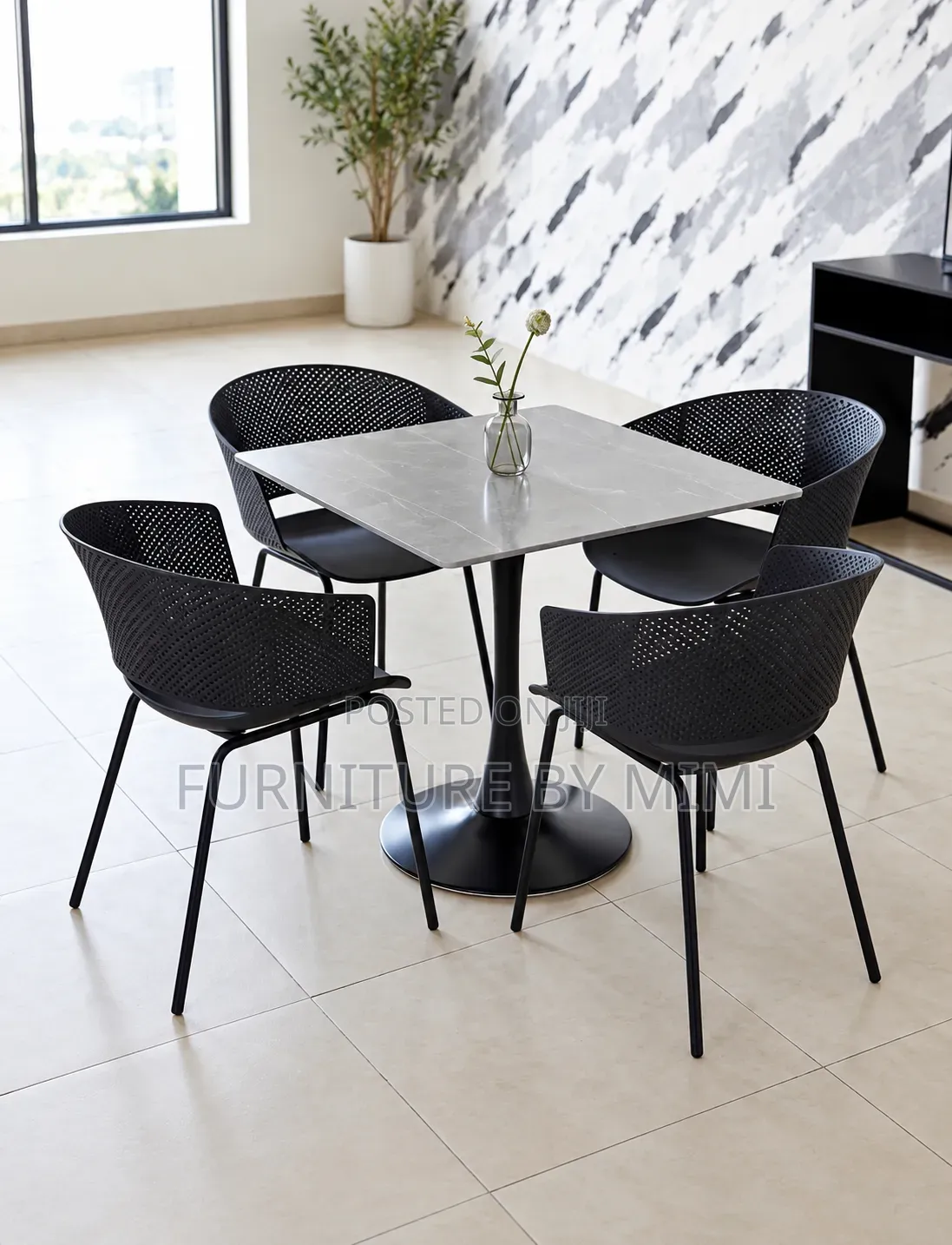 Modern 4-Seater Dining Set / Café Table and Accent Chairs Set