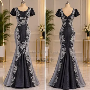 Elegant Black and Silver Mermaid Style Dinner Gown