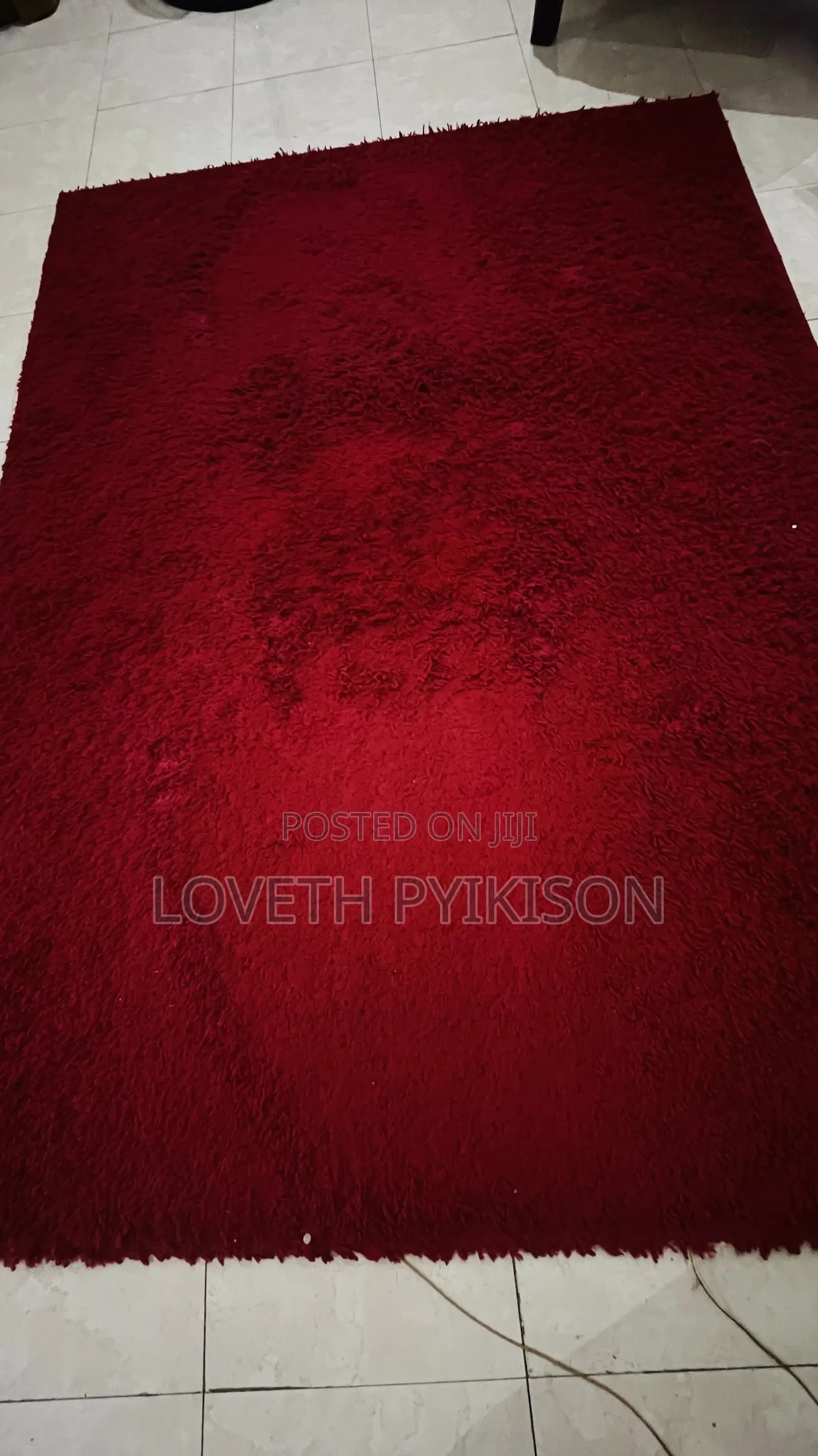 Wine Red Shaggy Centre Rug