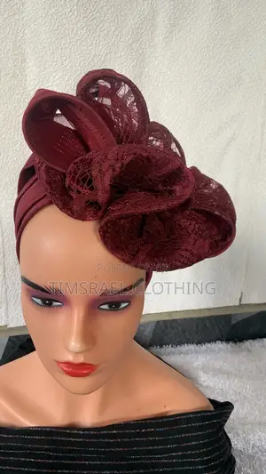 Fully Lined Beautiful Turban Decorated With Bow and Lace.