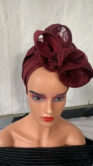 Fully Lined Beautiful Turban Decorated With Bow and Lace.