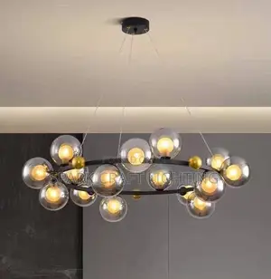 Luxe Modern Smoked Glass Bubble Ring Chandelier