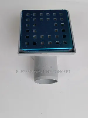 10cm Square Plastic Floor Drain With Metal Grate Cover and Side Outlet