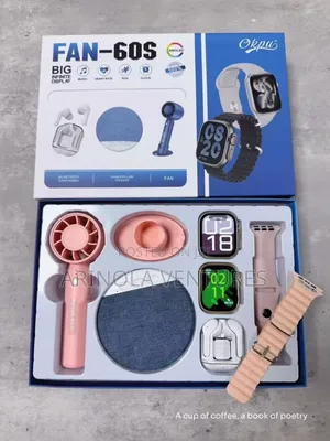 _A Combination of 2 Smartwatches, Earphone, Speaker and a Fan_