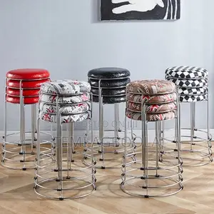 Round Metal Morden Stackable Dinning Stool Chair