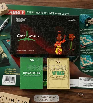 (5in1 Combo) Scrabble Board, Gidi Words, Concentration & Vibes Card