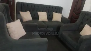 Grey 3-Seater Sofa Set + 3 Stools + Pillows - Neat