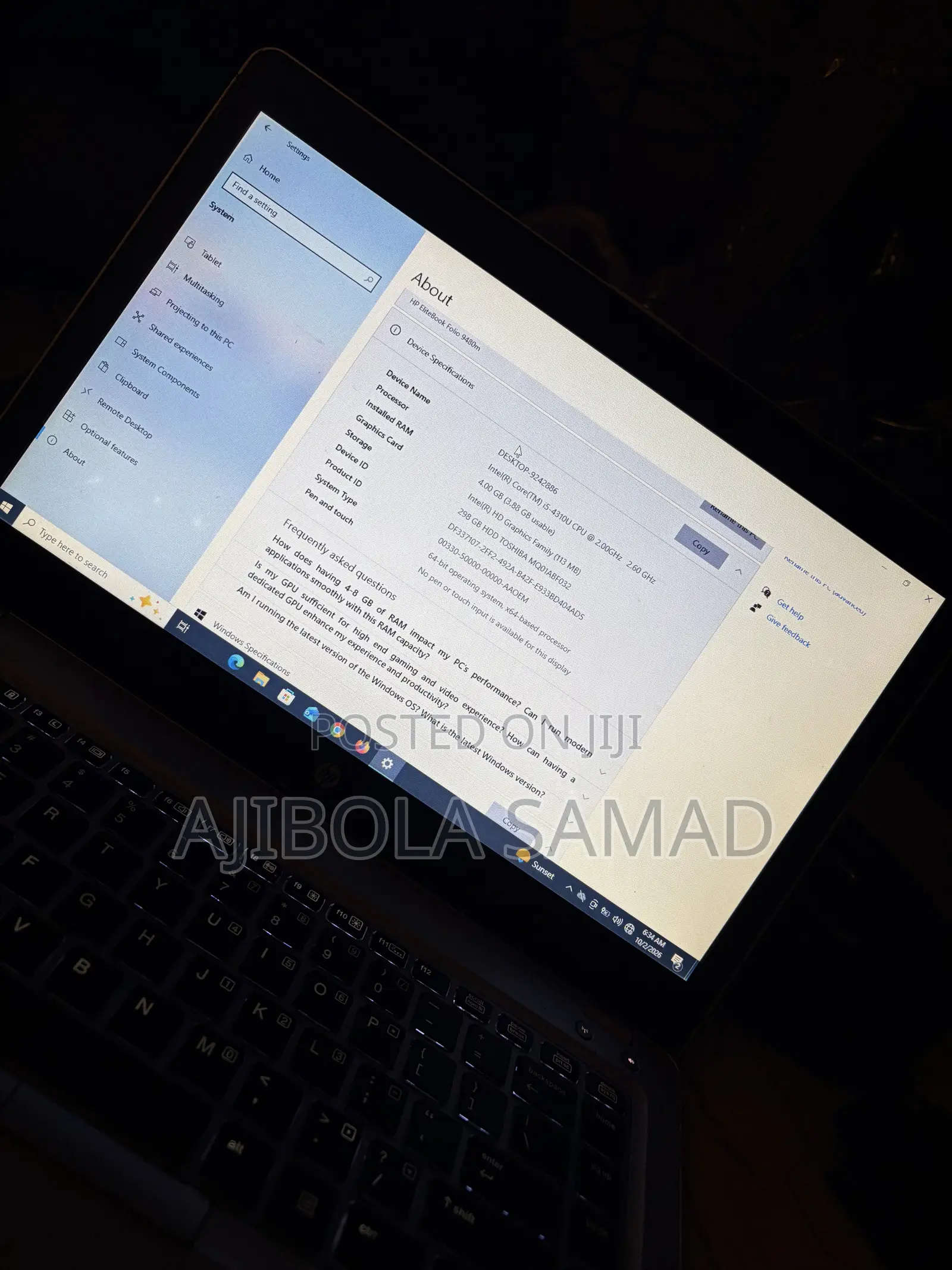 Laptop HP EliteBook Folio 1040 G3 4GB Intel Core i5 SSD 256GB