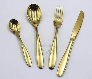 Premium 24-Piece Gold Stainless Steel Cutlery Set