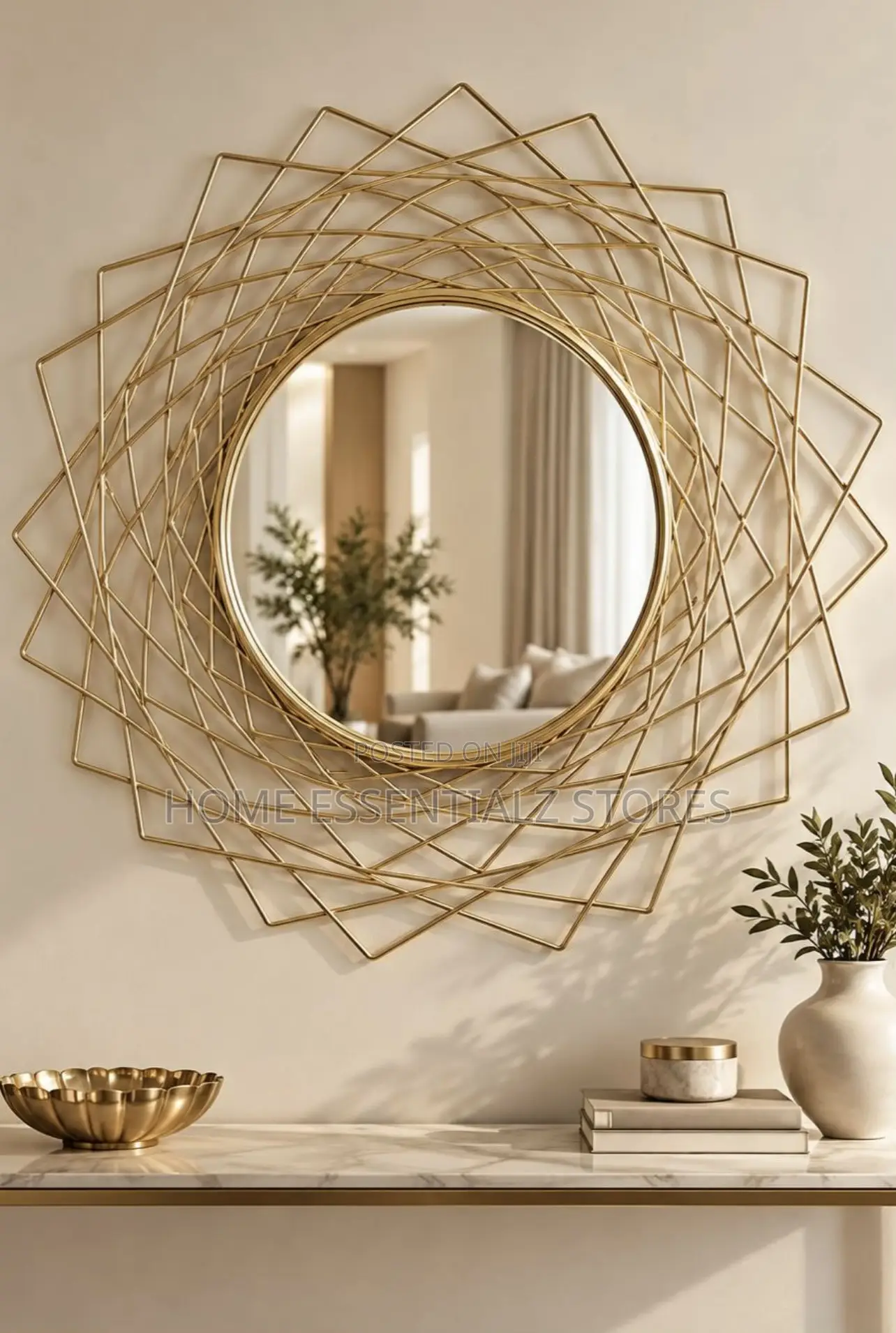 Geometric Starburst Wall Mirror - Round Decorative Mirror