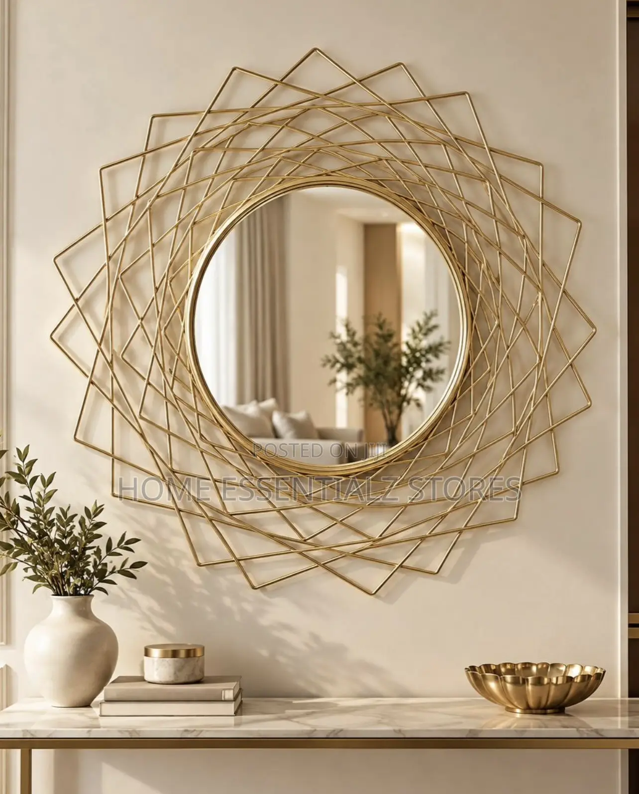 Geometric Starburst Wall Mirror - Round Decorative Mirror